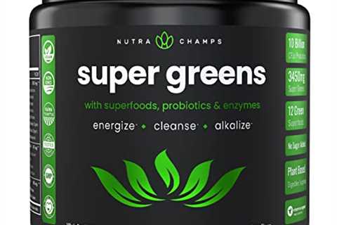 Super Greens Powder Premium Superfood - 20+ Organic Green Veggie Whole Foods - Wheat Grass,..