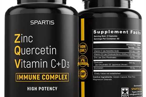 Zinc Quercetin 500mg with Vitamin C Vitamin D3 Bromelain Immune Support High Potency Anti..