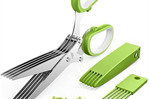 Herb Scissors Set with 5 Blades and Cover - Multipurpose Kitchen Chopping Shear, Sharp Dishwasher..