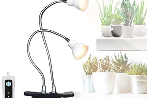 Aceple LED Grow Light, Dual Head Desk Clip Lamp for Indoor Plants with Full Spectrum, Adjustable..