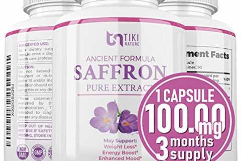 Saffron Extract Supplement 100mg - Powerful Appetite Suppressant for Weight Loss Eye  Heart Health..