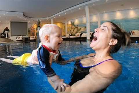 BABY SWIMMING LESSONS | Ultimate first lesson routine | 17 month old Swimming in Pool