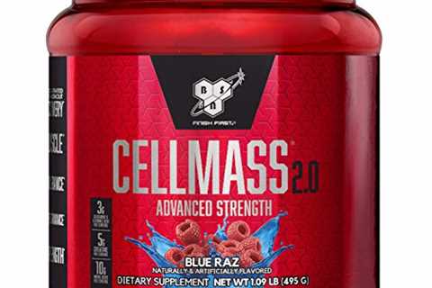 BSN CELLMASS 2.0 Post Workout Recovery with BCAA, Creatine,  Glutamine - Keto Friendly - Blue Raz,..