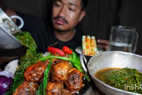 Mukbang juicy chicken lollipop with organic vegetables.