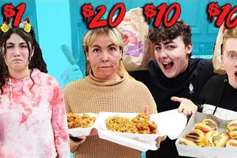 24 HOURS EATING FAST FOOD ON A BUDGET! $1 VS $100! Challenge!