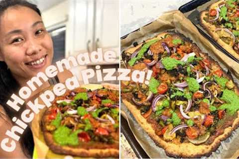 🍕Homemade Vegan Pizza with Chickpea Crust | Whole Food Plant-Based Vegan Cook with Me