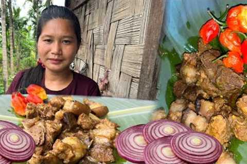 Bought Pork from Local Market | Cook and Eat Pork Curry with family | 🌶️ Spicy Pork Curry