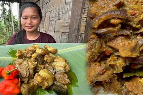 Cooking and Eating Pork Curry in Village Style | 🌶️ Spicy Pork Curry