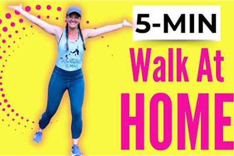 5-Minute Indoor Walking Workout for Weight Loss | Low-Impact Walk-At-Home for Seniors + Beginners