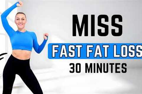 🔥30 Min MISS CARDIO for FAT LOSS🔥14 Days Weight Loss Challenge - No Squat, No Lunge🔥Diet..